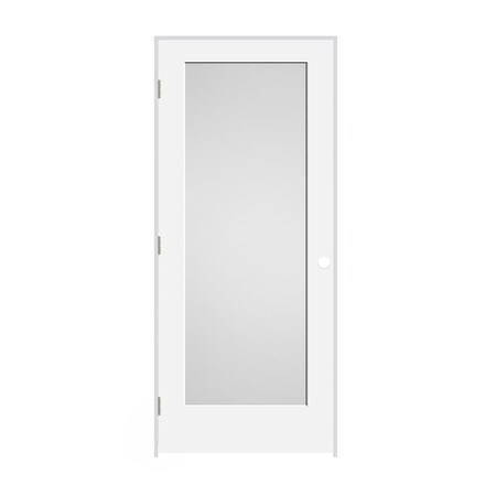 Codel Doors 24" x 80" x 1-3/8" Primed 1-Panel with White Lami Glass Interior Shaker 7-1/4" RH Prehung Door 2068pri8401GLRH15714